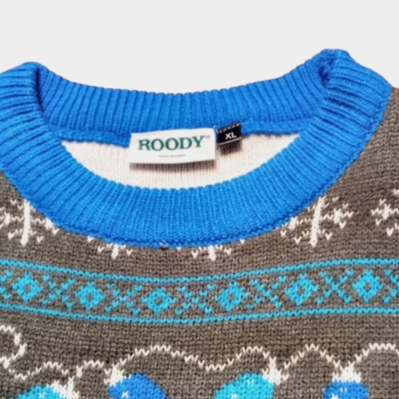 RARE Roody mens XL Ugly Christmas Boardroom Insiders blue gray & sweater - Picture 3 of 8
